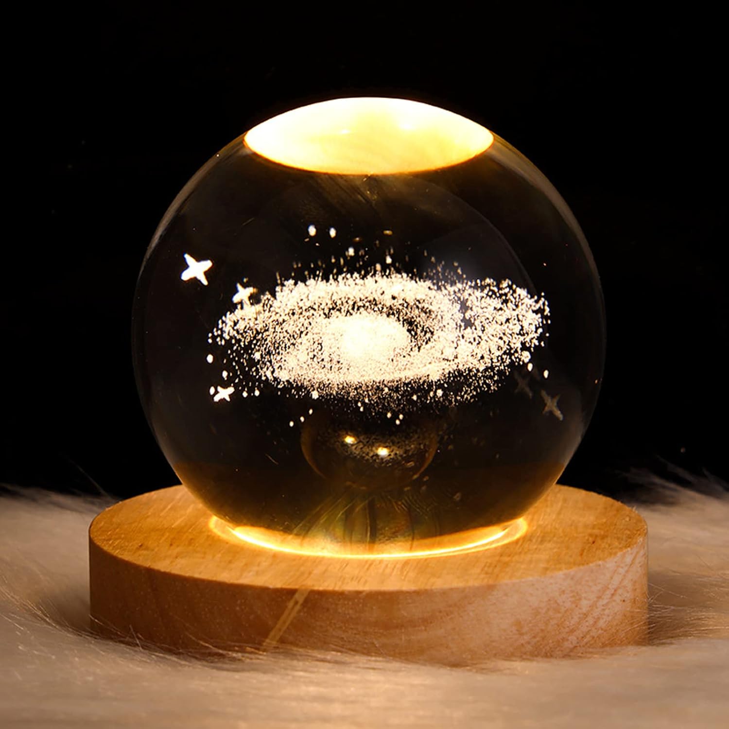Warm 3D Art Galaxy Crystal Ball Glass Lamp