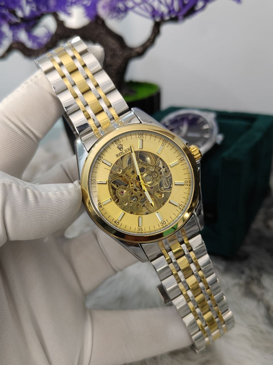 Rolex Imperial Gold Skeleton Watch – Dual Tone Edition