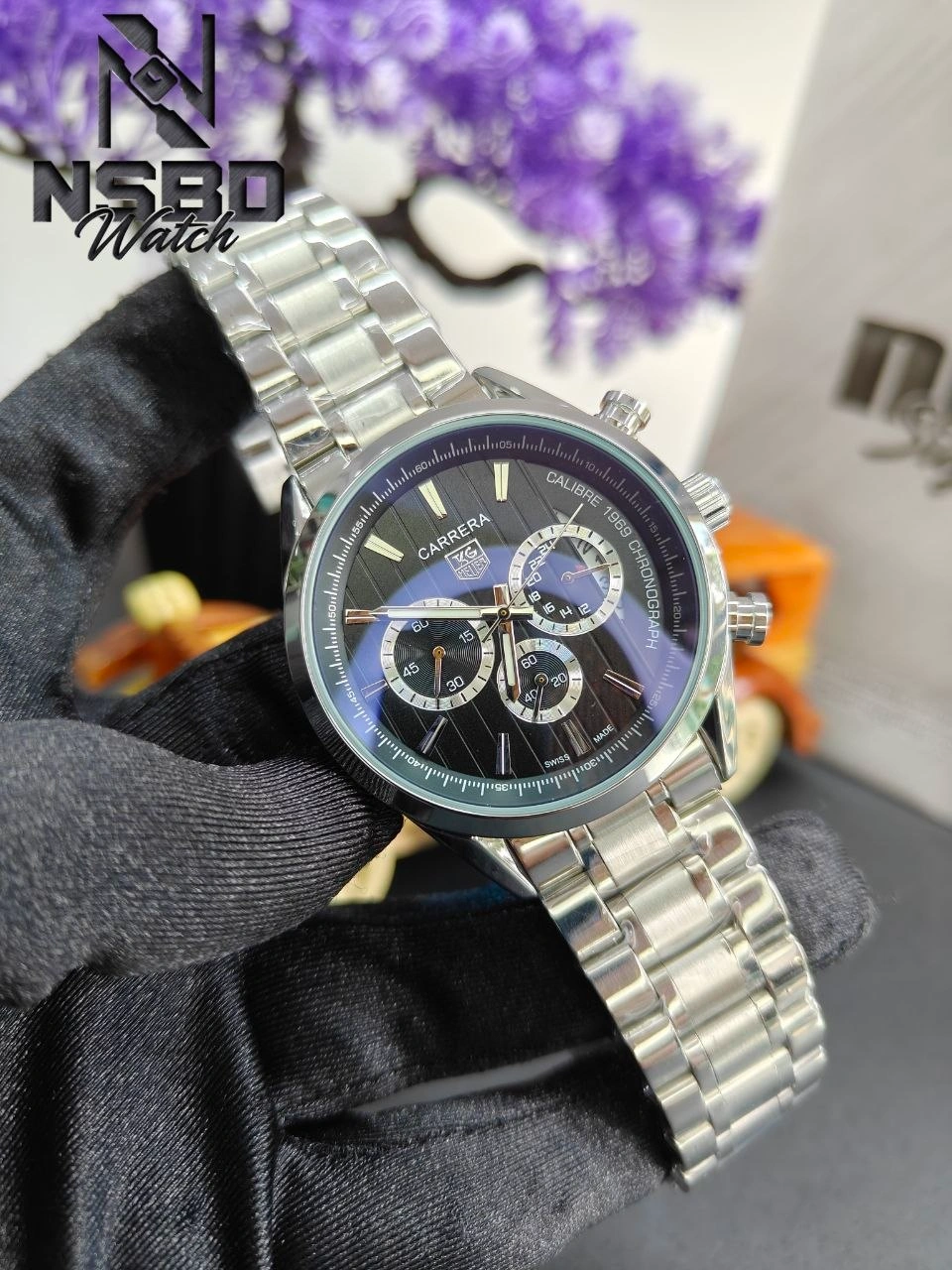 Carrera Calibre 1969 Chronograph silver body black dial