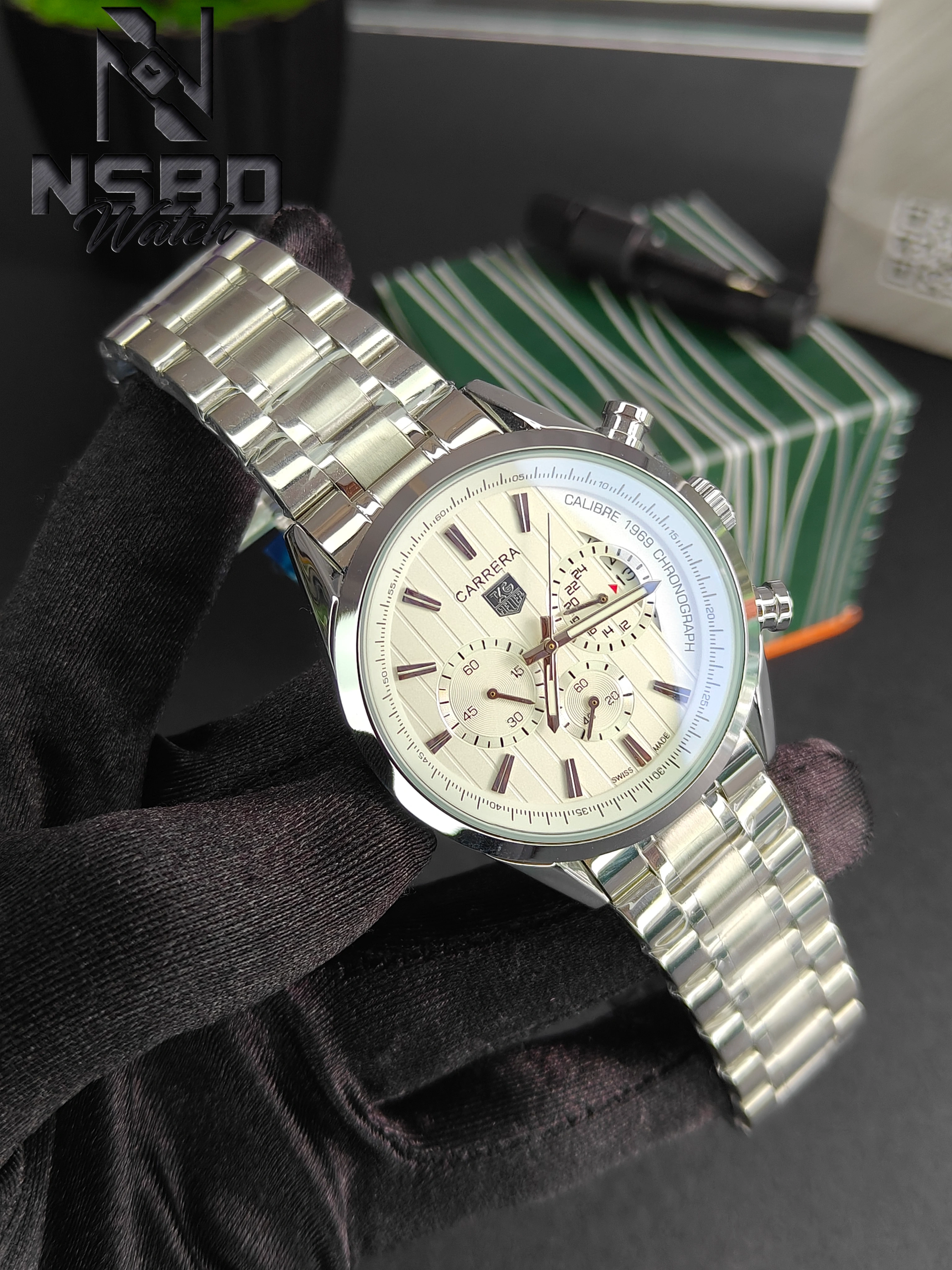 Carrera Calibre 1969 Chronograph silver body white dial